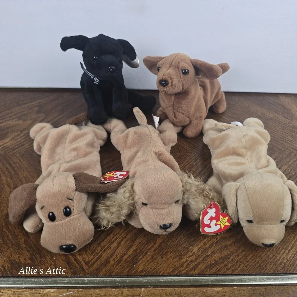 Ty Beanie Babies Luke the Dog Spaniel Daschund Brown Black Stuffed Animal 90s